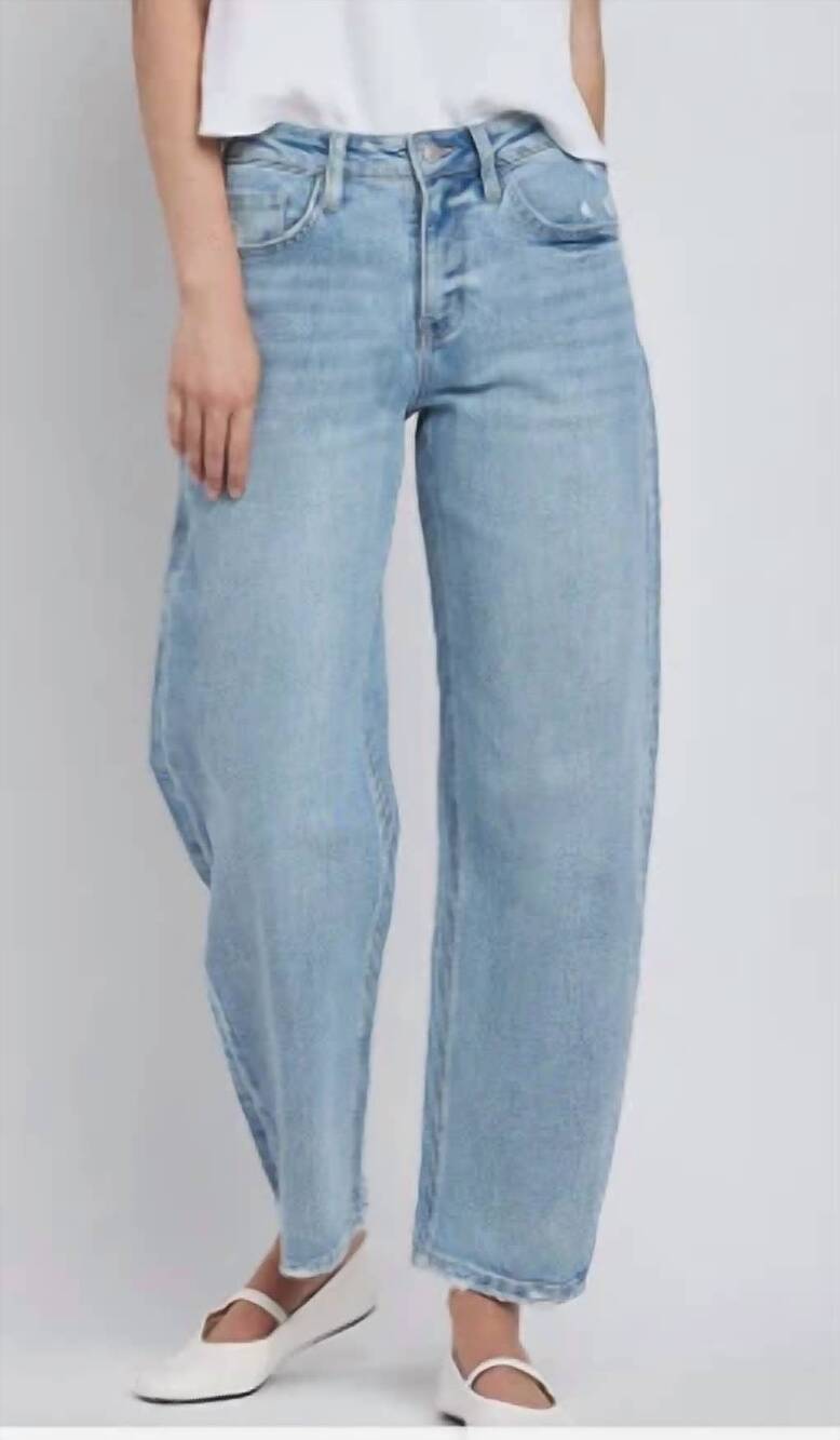 NEW VERY J high rise barrel jeans in light wash